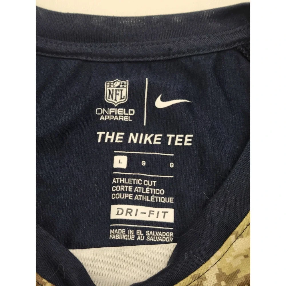 Nike Seattle Seahawks Shirt Large Adult Green Camo‎ Blue MIlitary Logo Flag Mens